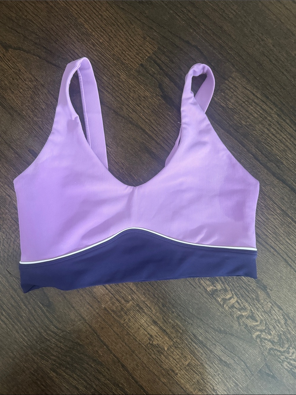 Two-Tone Purple Active Bralette with Contrast Band